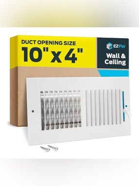 EZ-Flo 10" x 4" White Wall & Ceiling Vent Register NWT